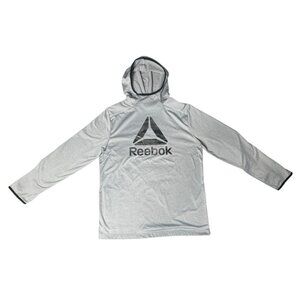 Reebok Mens Active Fleece Hoodie Delta Logo Gray Black Size Medium New With Tags